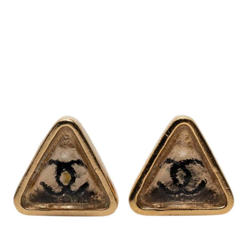CHANEL Gold Logo Earrings